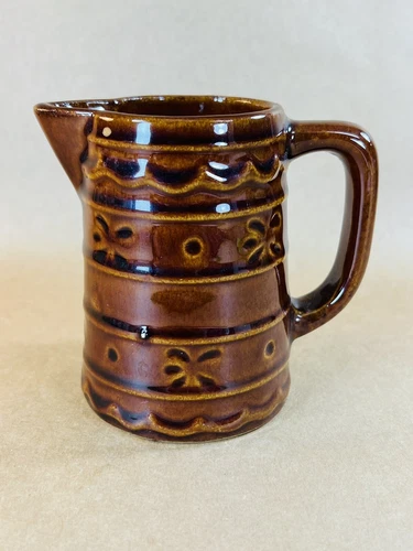 Vintage Marcrest Oven Proof Stoneware Daisy Dot 4" Creamer  10oz Pitcher 