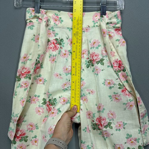 VTG 70s Floral Print Wide Leg Bell Bottom Pants Sears Jr Bazaar 25" XS Belted - Picture 7 of 17