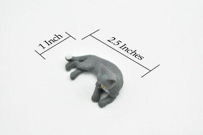 Toy Cat, Laying Down, Gray, Realistic Plastic Model, 2 1/2