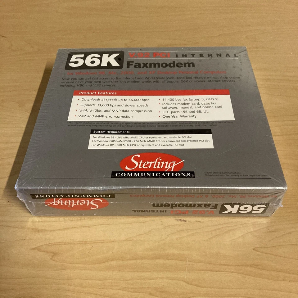 56K MODEM Internal Faxmodem V.92 PCI Sterling Communications Model S20 - Image 4 of 4