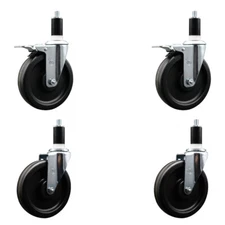 6 Inch Phenolic Swivel 1-3/8 Inch Expand Stem Caster Set 2 Total Lock Brakes