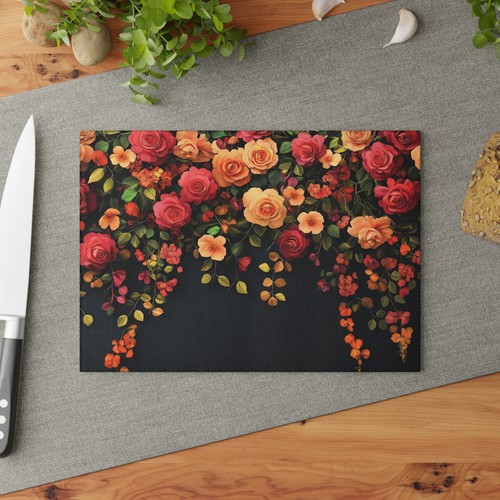 Made in The USA - Tempered Glass Cutting Board, Rose Garden Charcuterie Tray - 第 4/6 張圖片