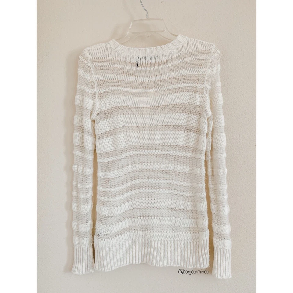 Acogedor Suéter a Rayas Tejido Semi Transparente Blanco Off Daisy Fuentes S Foto 4 de 4