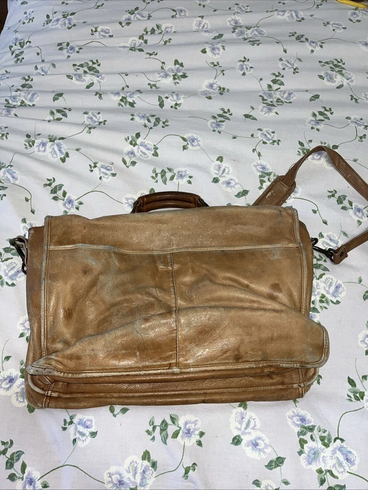 正品棕褐色皮革哥伦比亚制造公文包肩带。 笔记本电脑包 — 第 2/4 张图片