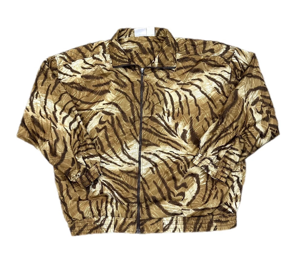 Chaqueta con cremallera vintage Kaktus para dama XL estampado animal tigre. Foto 2 de 4