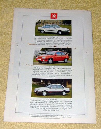 Vauxhall Classic Collection, Astra GTE, Cavalier SRi 130, Carlton, 1988 - Picture 5 of 5