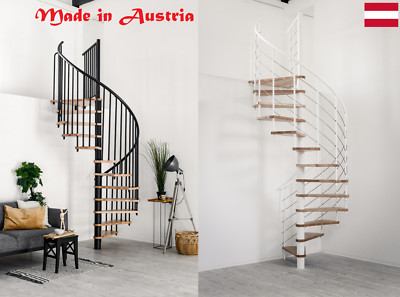 Indoor Spiral Staircase Dia. 1 m Smallest on the Market Beech Step PVC Handrail