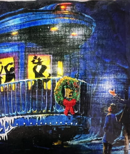 Cuscino lombare illuminato Pottery Barn The Polar Express treno 16" x 26" - Foto 2 di 7