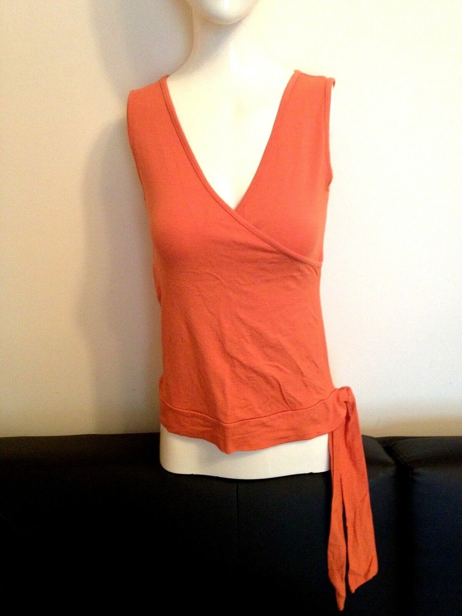 Chemisier Femme Haut De Gamme Orange - Taille S-M - En Viscose Stretch - Occasion Porté Une Fois