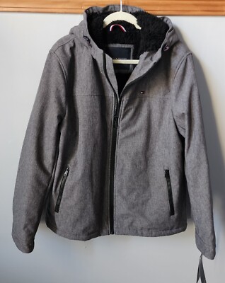 NWT $195 Tommy Hilfiger Softshell Hooded Jacket Gray Water