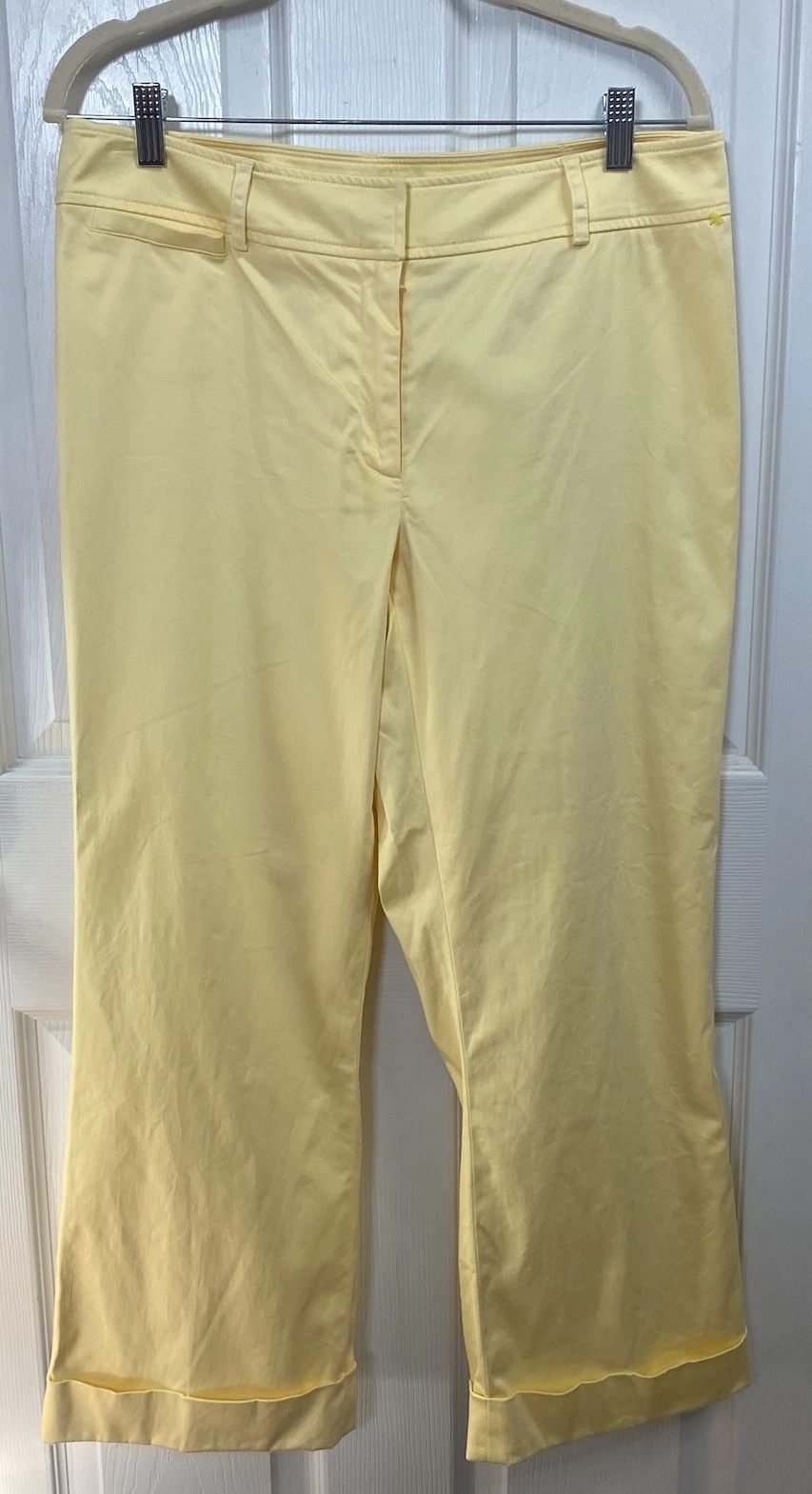 Apostrophe Womens Yellow Stretch Cropped Flat Front Capris Classic Pants Sz. 12