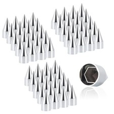 Lug Nut Covers 33mm 4-1/4" Spike Push-on Nut Covers ABS 60 Pack Silver-4 1/4"