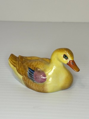 HEREND HUNGARY Porcelain Figurine yellow duck Handpainted Vintage 3.75''
