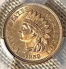 1859 Indian Head Cent Penny PCGS MS64 CAC Green Sticker LUSTER Choice Copper