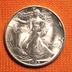 BU++ 1945-S Walking Liberty Silver Half Dollar, Mint Error? 1/2, 50C