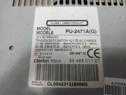 96488011XT System Audio / Radio/CD für CITROEN C2 Audace 2007 4144616 - Bild 5 von 10