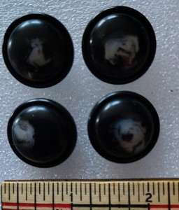 Vintage Black Marbled Plastic Shank Buttons Set of 4 Large Domed Buttons 1 Inch
