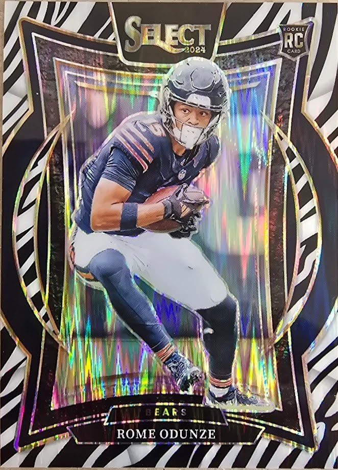 2024 Rome Odunze Select #3 ZEBRA Prizm Concourse - ROOKIE Chicago Bears