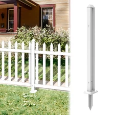 30/32/36in Tall Vinyl Picket Fence PVC Post White Pole for Yard Garden