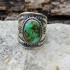Band Wide Mens Style Ring Sz 9.75 L James Navajo Sonoran Gold Turquoise Cigar