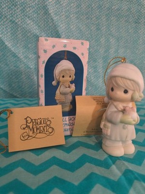 Precious Moments 1989 ''May All Your Christmases Be White'' Ornament 521302 Box