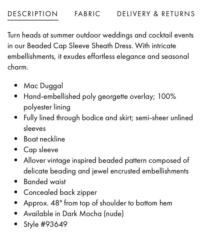Vestido midi Mac Duggal 93649 talla 16 moca beige con cuentas cintura imperio $498 Foto 4 de 4