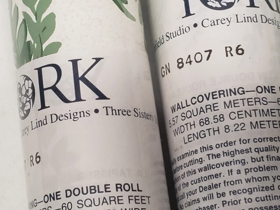 4 Dbl. Rolls YORK Wallcovering Wallpaper Green Leaves GN8407 60 sq. ft. each NOS - Image 3 of 4