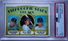 1972 Topps #79 Red Sox Rookies Carlton Fisk/Cecil Cooper/Garman RC HOF PSA 5
