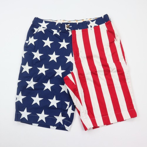 Loud Mouth 10,5" Herrenshorts tatsächliche Größe 33 USA Flagge Sterne gestreift patriotisch