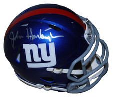 JOHN HARBAUGH signed (NEW YORK GIANTS) mini football helmet BECKETT BW07931