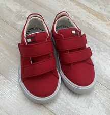 Tommy Hilfiger Unisex Kids Red/White Canvas Hook Loop Sneakers US 6 EU 22