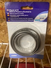 NEW IP 3 Round Professional Metal Cake Quiche Pastry Cookie Cutters BIN $10