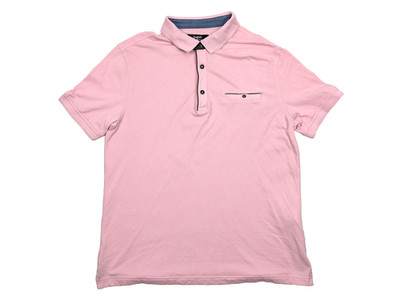BUGATTI Polo Shirt Herren L Rosa Kurzarm Piqué Baumwolle Polohemd