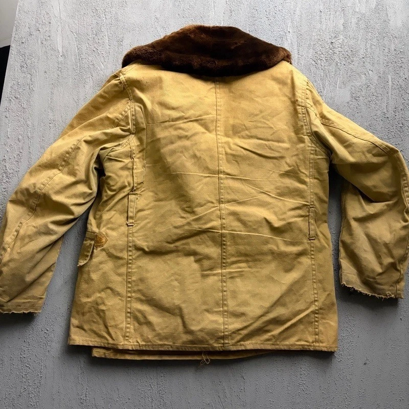 Vintage Mackinaw Jacket Large Tan 1940s Cotton Barnstormer Military image 5