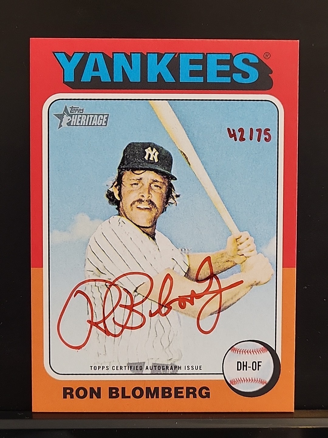 2024 Topps Heritage Ron Blomberg Real One Red Ink Autograph 42/75 Yankees Auto