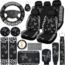 BBTO 43 Pcs Butterfly Car Seat Full Set Accessories Cow Print 