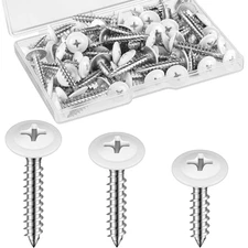 120 Pcs #8 White Wood Screws Fast Self Tapping Wall Plate Screws White Pan Threa