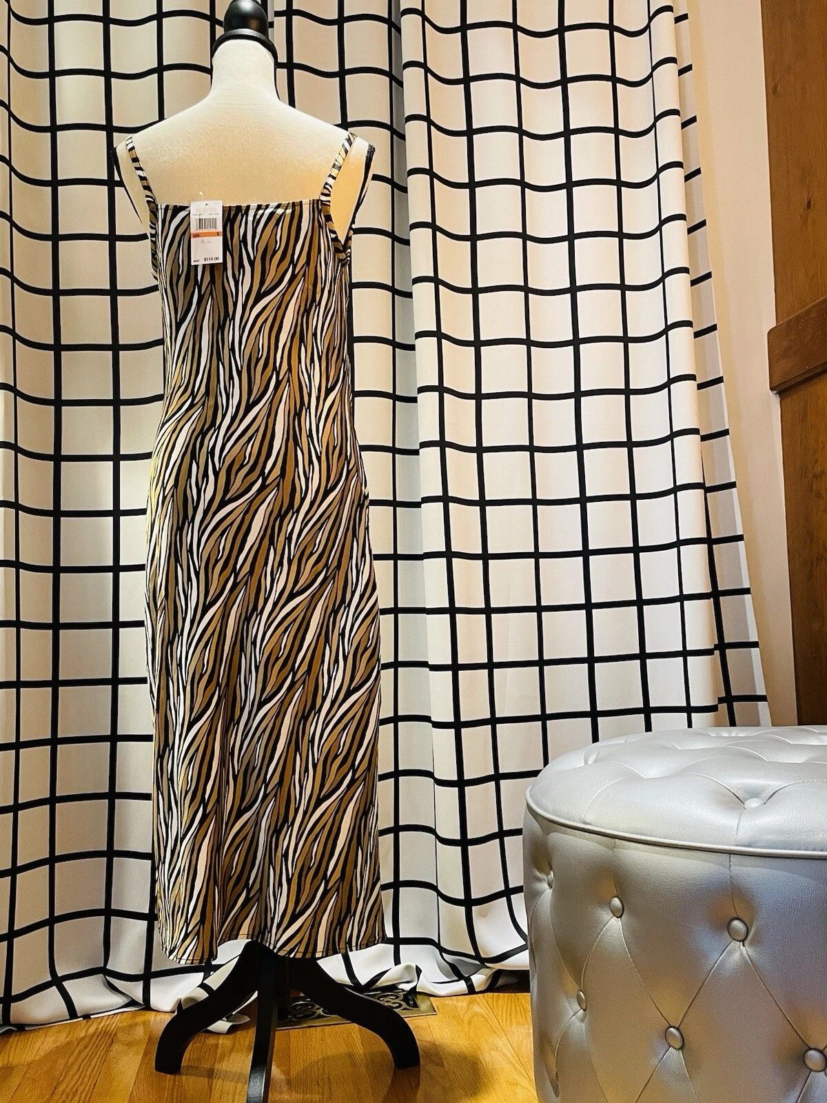 Abito slip Michael Kors nero bianco e oro taglia S nuovo con etichetta vendita al dettaglio 110€