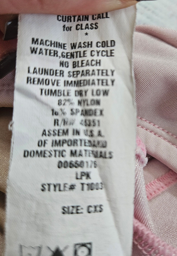 Light Pink Leotard, Sz XS, Curtain Call For Class - Picture 9 of 12