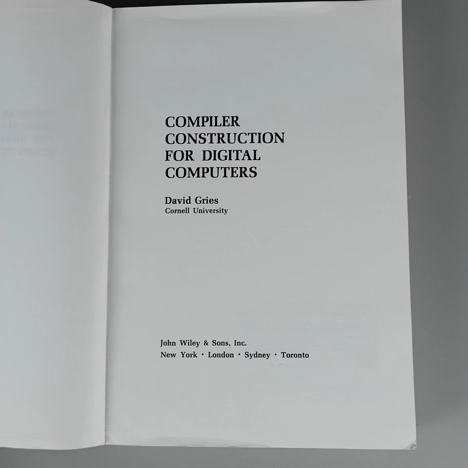 Compiler Construction for Digital Computers. David Gries - Cornell 1971 Vintage - Bild 2 von 4