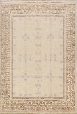 Geometric Oushak Oriental Vegetable Dye Area Rug Hand-Knotted Wool Carpet 8x10