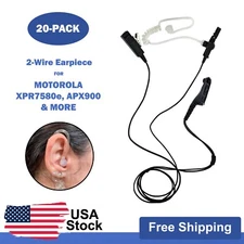 20x Acoustic PTT 2-Wire Earpiece for Motorola Radios APX900 XPR7550, XPR7580e