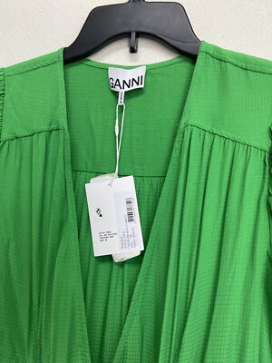 green emerald velvet dress Ganni Draped long dress Brown - Women