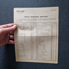 MECCANO 1951 tarif pièces détaches MAGASIN de détail méccano bd des capucines