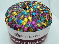 Berlini Ladder Ribbon Yarn 86 Jasmine 50gr 142yds Pink Blue Yellow Green Lilac