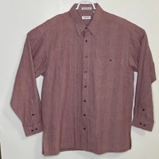 Damon Tall Man LT Cotton Blend Red Checkered Long Sleeve Button Front Shirt