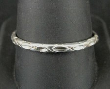 Ring Silver Band with Texture Indented Sterling 925 Size 11 Stackable Band Ring