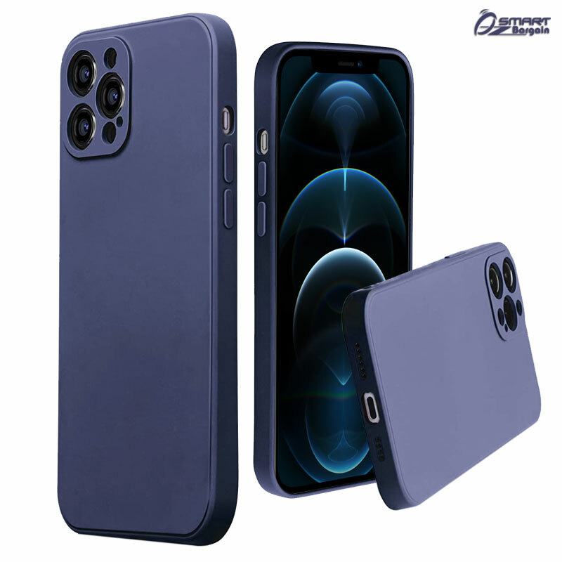 Blue Liquid Silicone Microfiber TPU Case Cover For iPhone 12