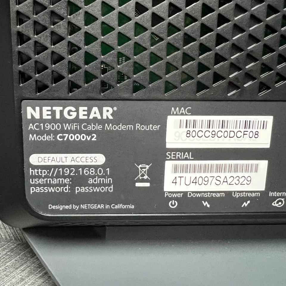 NETGEAR Nighthawk AC1900 C7000v2 Wi Fi Cable Modem Router W/ Power Cord - Image 3 of 4