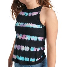 Justice Girls L 12-14 Sleeveless Ribbed High Neck Tank Top color BLACK NEW